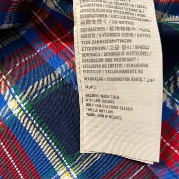 Abercrombie & Fitch Navy Blue Red Madris Cotton Long Sleeve Button-Up Shirt-Med. - Picture 12 of 12